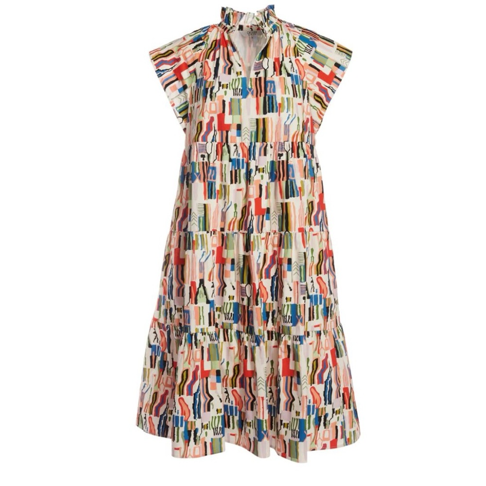 CROSBY by Mollie Burch Patterned Short Sleeve Midi Summer Dress Multi Size XL